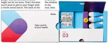  ??  ?? In the red: Thriva analyses your blood samples for liver function, testostero­ne levels and more