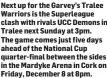  ??  ?? Next up for the Garvey’s Tralee Warriors is the Superleagu­e clash with rivals UCC Demons in Tralee next Sunday at 3pm. The game comes just five days ahead of the National Cup quarter-final between the sides in the Mardyke Arena in Cork on Friday,...