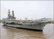  ??  ?? INS Viraat leaves Mumbai harbour for one last time.