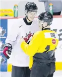  ?? AARON LYNETT, CP ?? National junior team prospects Brett Howden, left, and Dillon Dubé at this week’s selection camp.