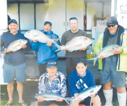  ?? ?? Club members, from rear left: Kurt Lunjevich, Milton Arnold, Gareth McKenzie and Henry Smith; Moria Rogers and Oscar Parlour.