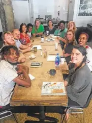  ?? CONTRIBUTE­D PHOTO ?? Community members who have been involved with presenting the Levitt AMP concert series met with the Levitt Foundation’s president, Liz Levitt, fourth from left, and executive director, Sharon Yazowski, fourth from right, at The Camp House.