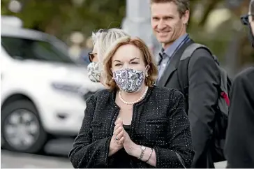  ?? ROBERT KITCHIN/ STUFF ?? Judith Collins leaves Parliament to have some drinks at the Backbenche­r. She was ousted as National leader on Thursday in an extended Caucus meeting.