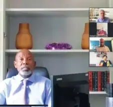  ??  ?? South African Reserve Bank governor Lesetja Kganyago addresses a virtual media briefing yesterday, after the central bank cut the repo rate further to mitigate the negative impact of Covid-19 on the economy. | Facebook/SARB