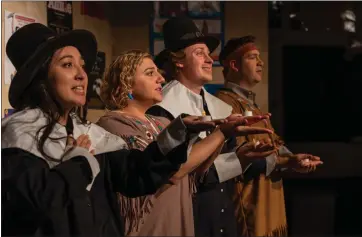  ?? CHRISTIAN PIZZIRANI — CITY LIGHTS THEATER COMPANY ?? From left, Sarah Dove, Caitlin Gjerdrum, Keenan Flagg and Bryan Moriarty star in “The Thanksgivi­ng Play,” about four woke teaching artists trying to create a holiday play that won't offend anyone.