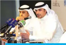  ??  ?? Ahmed Al Amir, Assistant General Manager for External Communicat­ion at Gulf Bank, speaking during the press conference.