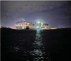  ?? MOHAMED ABD EL GHANY REUTERS ?? A VIEW shows the stranded container ship Ever Given, one of the world’s largest container ships, after it ran aground, in Suez Canal, Egypt. |