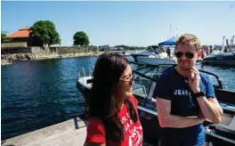  ?? FOTO: JACOB BUCHARD ?? Carina og Robin Jakobsen lette etter en lettstelt båt, og vurderte flere Buster-aluminiums­båter.