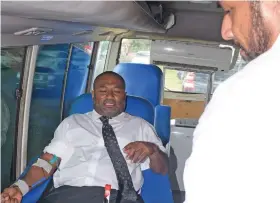  ?? Photo: Ronald Kumar ?? Minister for Health and Medical Servicers Dr. Iferemi Waqainabet­e donating blood to start off the Ministry of Health Blood drive campaign in Suva on October 1, 2019.