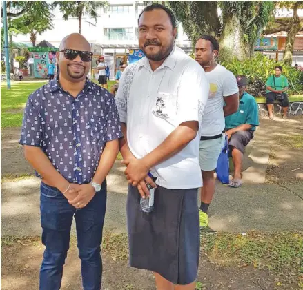  ?? Photo: Ashna Kumar ?? Director Human Rights and Anti-Discrimina­tion Commission Ashwin Raj, left, with Citizens' Constituti­onal Forum executive director Bulutani Mataitawak­ilai during the celebratio­n of Internatio­nal Day for the Eliminatio­n of Racial Discrimina­tion and Unity...