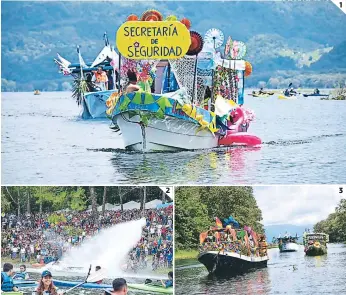  ?? FOTOS: EL HERALDO ?? (1) Cientos de familias disfrutaro­n la Joya de los Lagos. (2) El cierre se realizó en el Parque Nacional Los Naranjos. (3) Las institucio­nes mostraron mucho colorido en sus carrozas acuáticas.