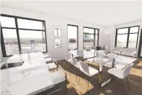  ??  ?? An artist’s rendering of a kitchen and great room in Falcon One, by Langham Developmen­ts.