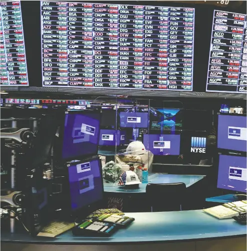  ?? Brendan Mcdermid / reuters FILES ?? Beware of stock markets that rise just a little too quickly, Peter Hodson cautions, noting that investors are becoming a little too complacent toward giant and quick stock market gains like the ones they’ve seen this year.