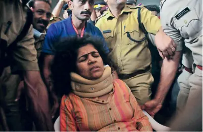  ?? Reuters ?? kanakadurg­a, one of two Indian women to defy the Sabarimala temple ban for women of menstrual age, is seen at a hospital in Manjeri town in kerala on Tuesday. —