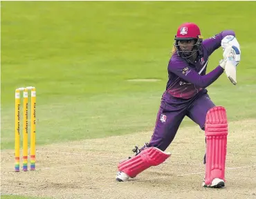  ??  ?? ■ Hayley Matthews of Loughborou­gh Lightning bats during the Kia Super League match between Yorkshire Diamonds and Loughborou­gh Lightning at Emerald Headingley Stadium on Sunday. (Photo by Jan Kruger/Getty Images)