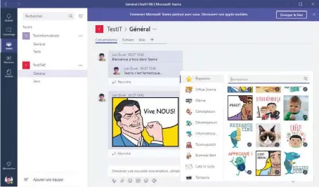  ??  ?? Exemple de l’intégratio­n de « Meme » dans Teams.