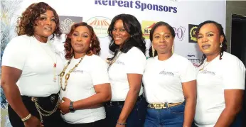  ?? ?? L- R: Managing Director, Kes Rentals, Mrs. Blessing Omini; Managing Director, Jason Davids Rentals, Mrs. Taiwo Oderinlo; Managing Director, KFA Rentals, Mrs. Kemi Adeleke; Managing Director, Stylista Rentals, Mrs. Olubunmi Adeboye; and Managing Director, Perfect Event and Rentals Ltd, Mrs. Patricia Osazuwa at the rentals Profession­als Society of Nigeria (RPSN) annual retreat held in Lagos ….recently SUNDAY ADIGUN