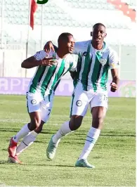  ?? ?? DOUBLE TEAM: Tumisang Orebonye and kabelo Seakanyeng are key players at Morocco’s OC Khourigba in the BotolaPro league