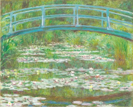  ?? National Gallery of Art, Washington ?? The 1899 painting of a bridge over the lily pond at Monet’s home in Giverny, France, represents his early interpreta­tions.