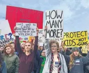  ?? [AP PHOTO] ?? Students at Roosevelt High School take part in a protest against gun violence Wednesday in Seattle.