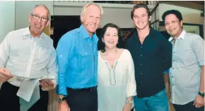  ??  ?? WEEKEND COCKTAIL. (From left) Marco Polo GM Hans Hauri, Greg Norman, hostess Margie Taylor, Greg Norman Jr. and Winglip Chang.