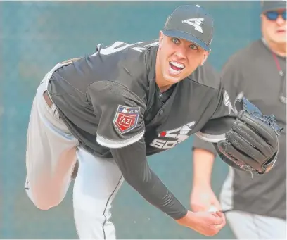  ?? | JOHN ANTONOFF/ FOR THE SUN- TIMES ?? White Sox pitching prospect Alec Hansen led the minor leagues in strikeouts last season.