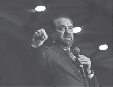  ?? ALBERTO MARIANI/THE REPUBLIC ?? Then-Arizona Attorney General Mark Brnovich speaks to a crowd of Republican voters at the party’s primary debate for the U.S Senate in Phoenix on June 23.