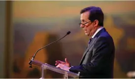  ?? [PHOTO BY BRYAN TERRY, THE OKLAHOMAN] ?? Fox News host Chris Wallace speaks during the 2017-18 Executive Management Briefings speaker series at the National Cowboy & Western Heritage Museum in Oklahoma City on Wednesday.