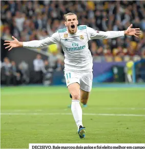  ??  ?? DECISIVO. Bale marcou dois golos e foi eleito melhor em campo