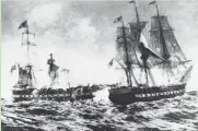  ?? ASSOCIATED PRESS ?? This is a pictorial representa­tion of the battle between the USS Constituti­on and HMS Java on Dec. 29, 1812.