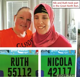  ?? ?? Nik and Ruth took part in the Great North Run.