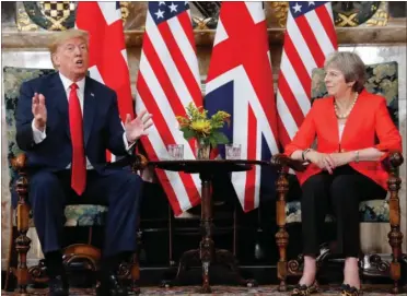  ?? FOTO: AP ?? Trumps besøg kommer på det vaerst taenkelige tidspunkt for den britiske regering.