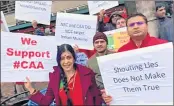  ??  ?? Indian diaspora in in New York hold CAA support rally.