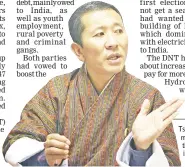  ?? — AFP photo ?? Tshering speaks to the media after his party took the lead in election results in Bhutan election at Thimpu.