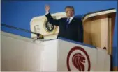  ?? THE ASSOCIATED PRESS ?? President Donald Trump arrives at Paya Lebar Air Base for a summit with North Korea’s leader Kim Jong Un, Sunday, June 10, 2018, in Singapore.