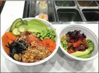  ??  ?? Large and small poke bowls will be among the offerings at Ohia Poke (formerly Aloha Poke), opening soon on West Sixth Street in downtown Little Rock.