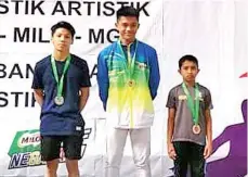  ??  ?? Albert does well to win gold in the Rings event of the MAG Junior competitio­n.