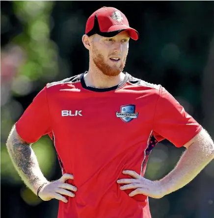  ??  ?? Star England allrounder Ben Stokes training with Canterbury at Rangiora yesterday.