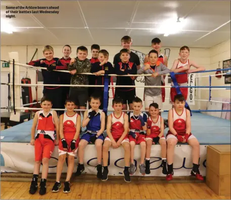  ??  ?? Some of the Arklow boxers ahead of their battles last Wednesday night.