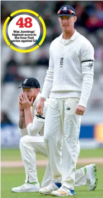  ?? AP file ?? Was Jennings’ highest score in the four-Test series against SA Ben Stokes (left) and Keaton Jennings. —