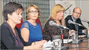  ?? JOE GIBBONS/THE TELEGRAM ?? From left, Dr. Jillian Parsons, Dr. Lynn Dwyer, Dr. Christina Templeton and Dr. Dave Thomas at the Newfoundla­nd and Labrador Medical Associatio­n’s offices on Macdonald Drive in St. John’s on Thursday.