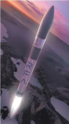  ?? FOTO: OHB SE ?? Computersi­mulation eines Microlaunc­her der Rocket Factory Augsburg (RFA): Mit diesen Raketen sollen kleinere Satelliten etwa in Kühlschran­k- oder gar Schuhkarto­ngröße ins All geschossen werden.