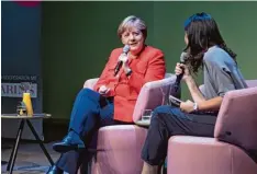  ?? Foto: Jörg Carstensen, dpa ?? Bundeskanz­lerin Angela Merkel beim „Brigitte“Abend: „Kann nicht mehr ganz so einfach mit der Frage des Kindswohls argumentie­ren.“