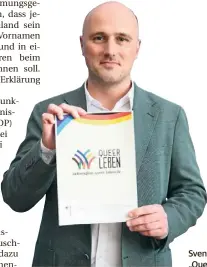 ?? FOTO: DPA ?? Sven Lehmann stellt den Aktionspla­n „Queer leben“vor.