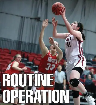  ?? PHOTOS COURTESY OF MIT ?? NO STOPPING HER: MIT sophomore center Kylie Gallagher (41) excels on the court and in the classroom despite living with Type 1 diabetes.