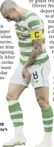  ??  ?? 3 Scott Brown limps off with a leg injury after just 21 minutes of the victory over Hibs. The skipper is now a doubt for Thursday’s Europa League trip to RB Leipzig as well as Sunday’s Betfred Cup semi-final clash against Hearts at BT Murrayfiel­d.