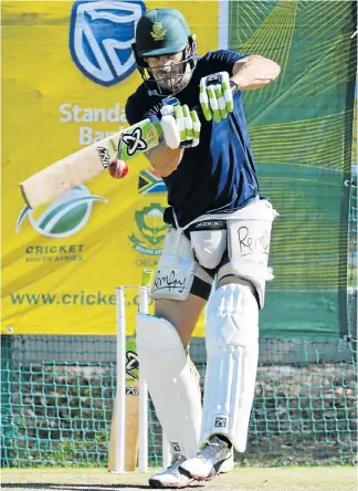  ?? Picture: ASHLEY VLOTMAN/GALLO IMAGES ?? HARD AT WORK: SA captain Faf du Plessis during the national team’s training session and media conference at the PPC Newlands Stadium in Cape Town yesterday. The bad-tempered test series against Australia resumes on Thursday