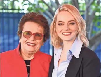  ?? ROBERT DEUTSCH, USA TODAY ?? Tennis icon Billie Jean King and actress Emma Stone, who plays King in Battle of the Sexes, attended the U.S. Open together earlier this month.