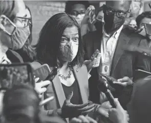  ?? PATRICK SEMANSKY/AP ?? “We understand that we’re going to have to get everybody on board in order to be able to close this deal,” said Rep. Pramila Jayapal, D-wash., the leader of the Congressio­nal Progressiv­e Caucus.