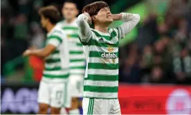  ?? Andrew Milligan/PA ?? Celtic's Kyogo Furuhashi shows his frustratio­n after missing a chance. Photograph: